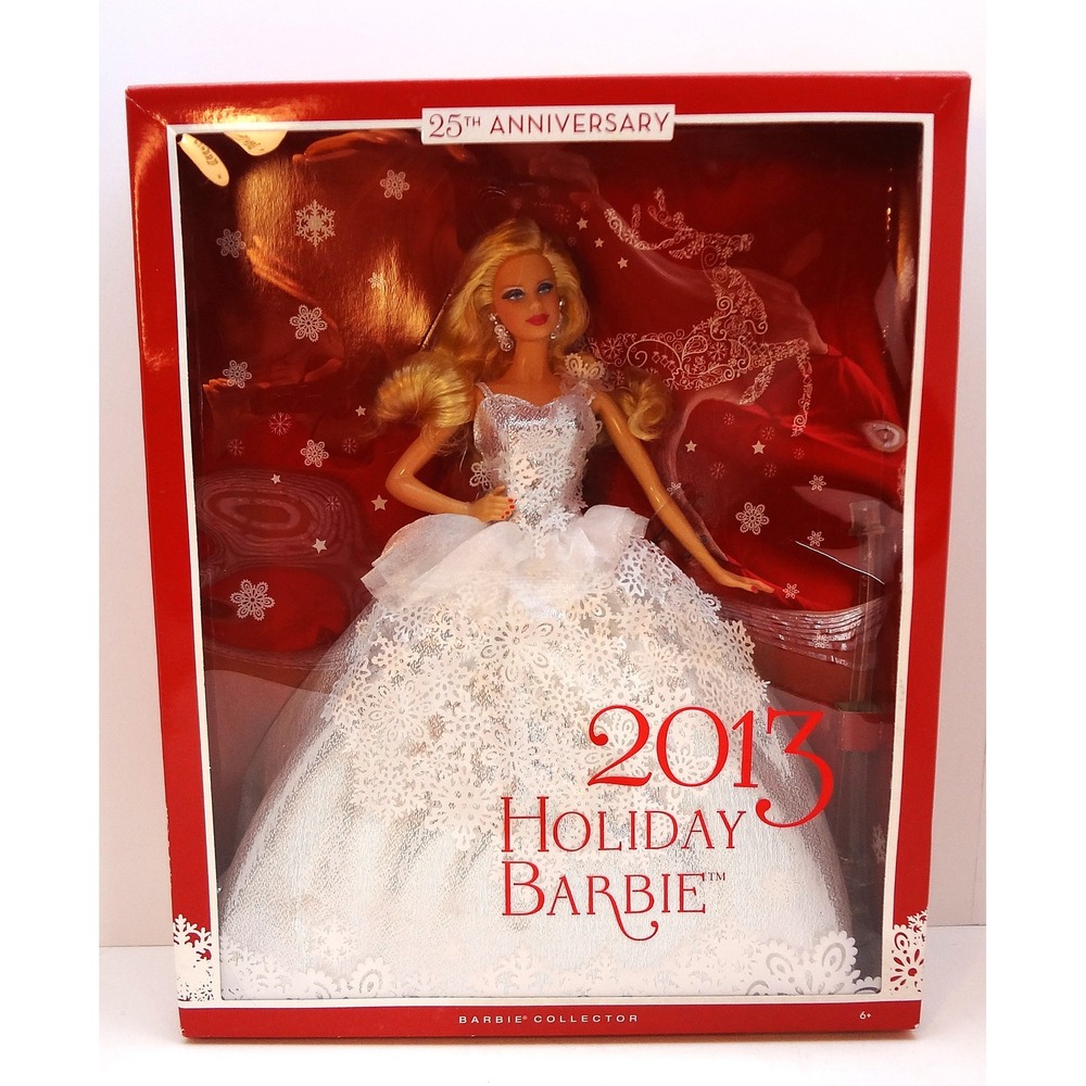 2013 Holiday Barbie Collector Doll 25th Anniversary Shimmery Gown Red Box